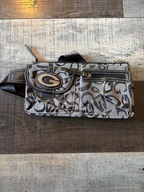 GUESS Gray Black Logo Belt Bag Crossbody Fanny Pack Monogram